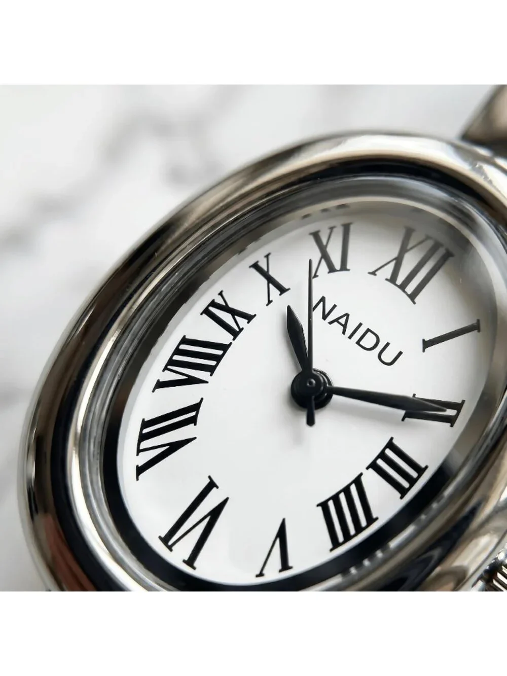 Women's Silver/White Elegant Open-Cuff Bracelet Roman Numeral Dial Wrist Watches